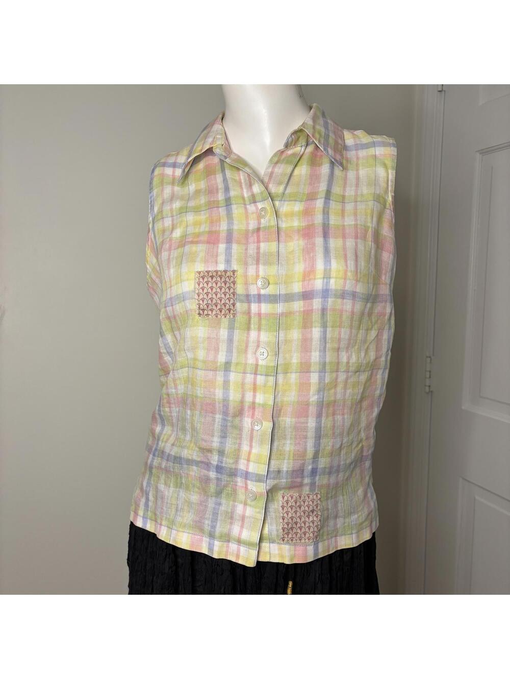 LizSport Irish Linen Pastel Upcycled Blouse